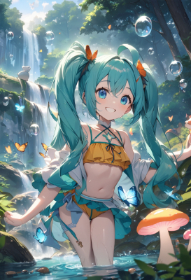 巨大少女と巨大キノコの森