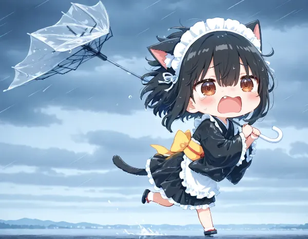 傘バッキバキニャ～(TOT)