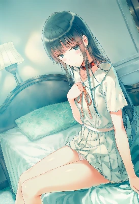 ベッドに座る清楚ちゃん3