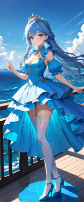 青い空と海とドレス