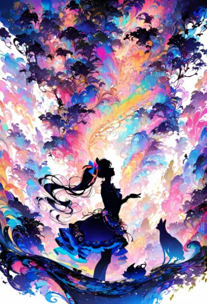 虹色の夢幻世界を駆ける少女