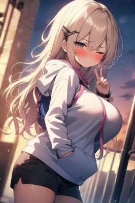 はにかみパーカーギャル娘さん