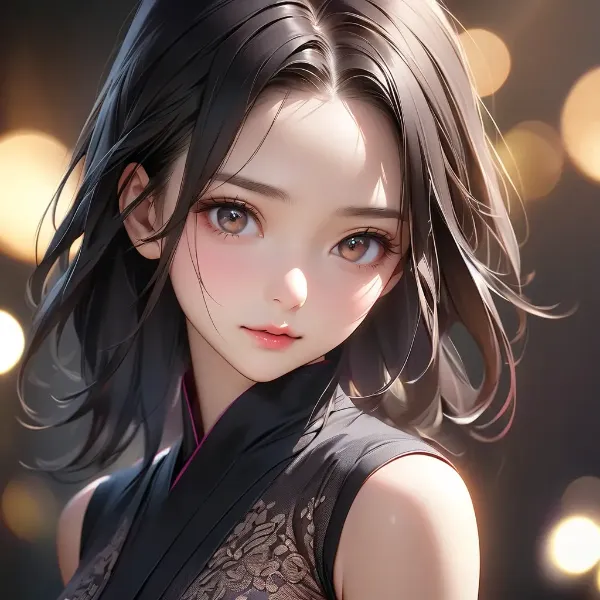 夜の光に浮かぶ少女