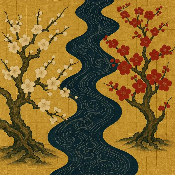 紅白梅の川を越えた約束