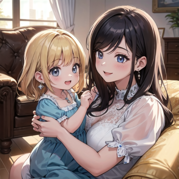 ママのイヤリングをつけさせてもらった幼女