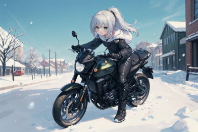 雪道　怖いけど　行ってくるね！