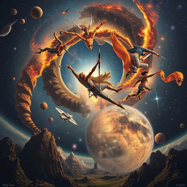 炎の渦に舞う宇宙戦士たち