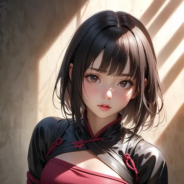 陽光に輝く黒髪の少女