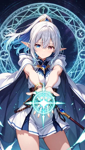魔法を使うエルフちゃん