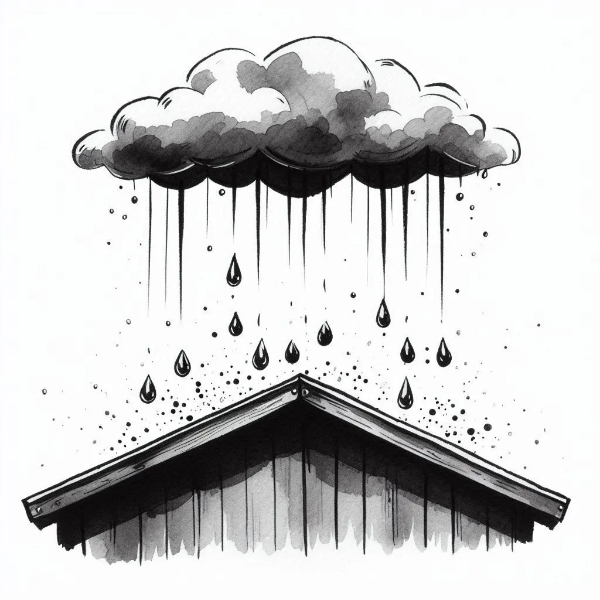 雨だれ　モノクロ　水彩