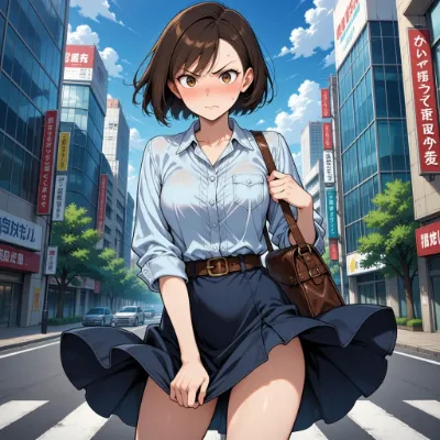 風のいたずらに翻弄される街角