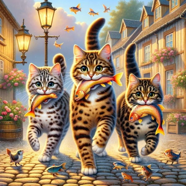 お魚をくわえた猫さん