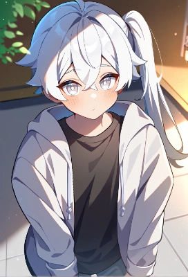 サイドポニーテールの子