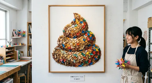 千羽鶴モザイクアート「うんち」