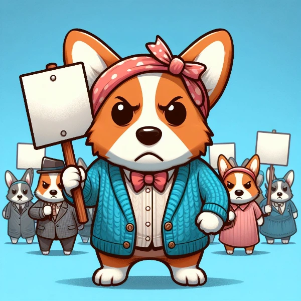 抗議 / 講義するコーギー