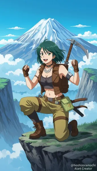 崖っぷちで笑う不屈の冒険者！- An indomitable adventurer laughing on the edge of a cliff!