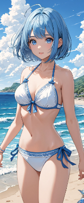 夏の青と白