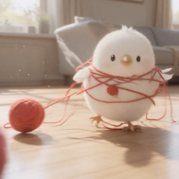 走る毛糸玉（音あり）