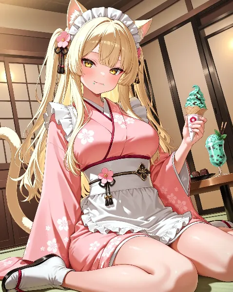 桜メイド猫娘のミントチョコ休日