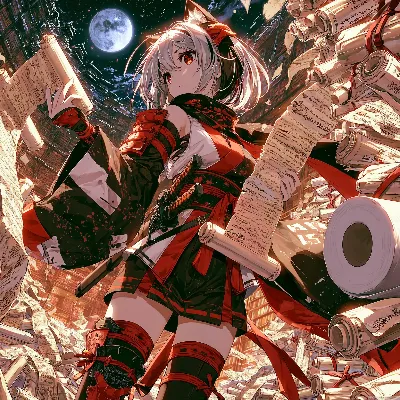 月夜の古文庫に舞う
