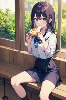 ケーキを食べる美少女