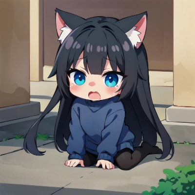 転んだ猫耳少女 ちびキャラ
