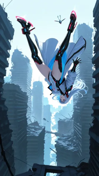 荒廃したサイバーパンクシティ