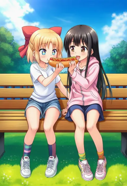 ホットドッグもぐもぐ