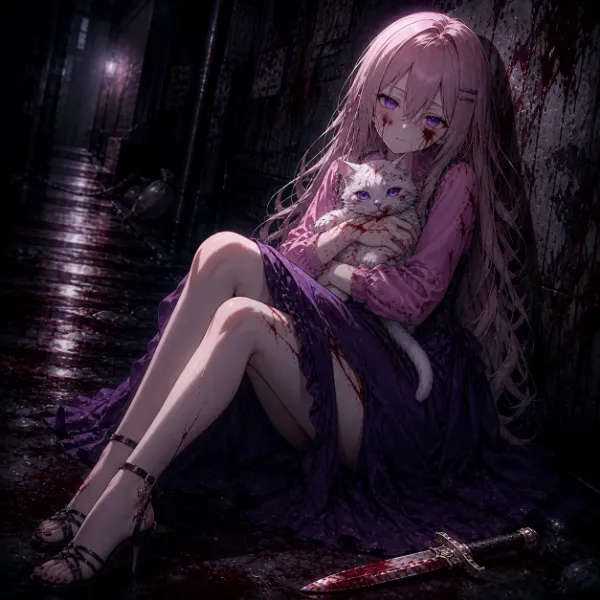 路地裏の少女と猫