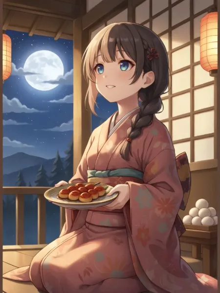 月夜の団子と少女の秘密の約束