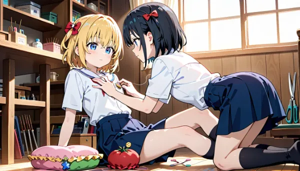 ほつれているのを直してあげるね