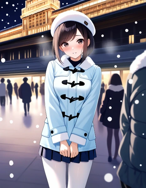 雪夜のベレー少女