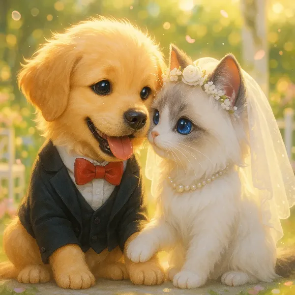 子犬と子猫の花嫁の約束