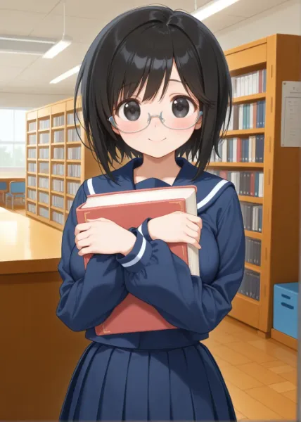 図書室の優しい眼鏡少女