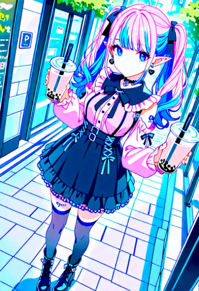 タピオカ片手にエルフの街角散策