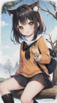 木の上で食事