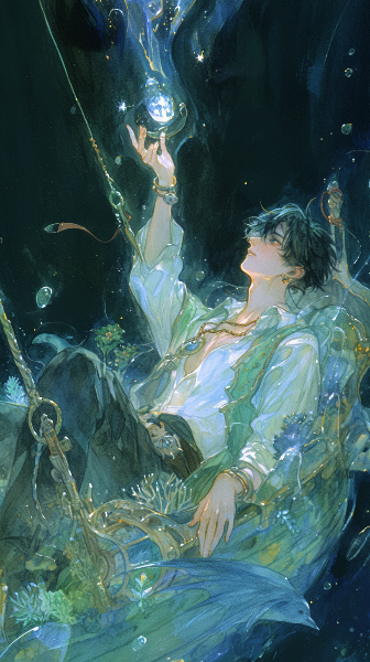 宇宙みたいな海にいる男性🪸