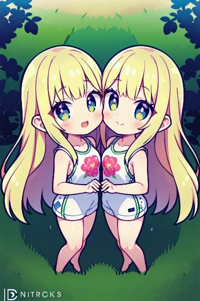 公園で佇む金色の髪の姉妹