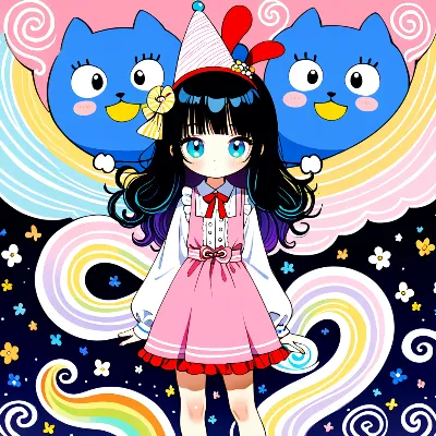 虹猫とパーティー少女