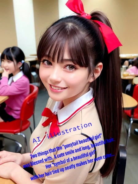 笑顔のポニーテール美少女