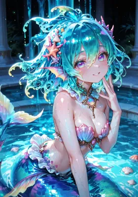 12枚）噴水と人魚さん