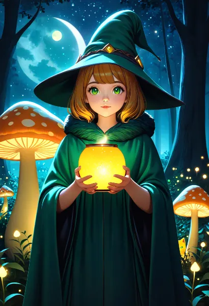 月夜の森で輝く魔女の秘密