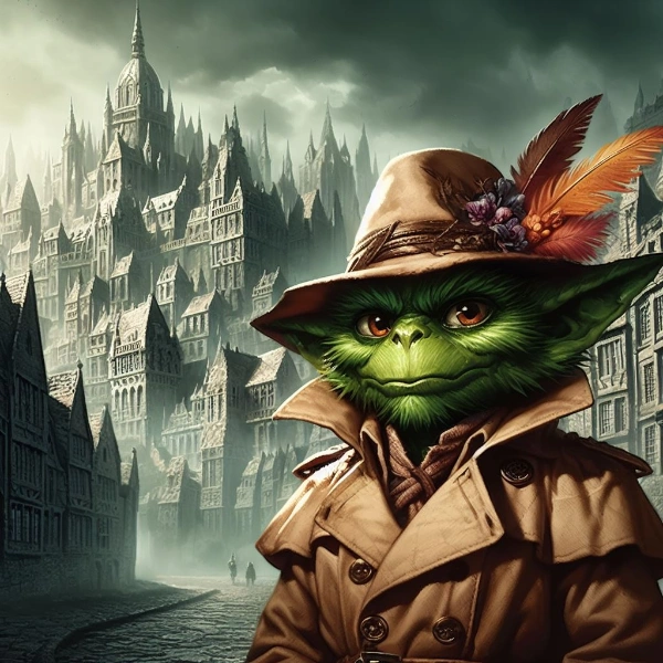 石造りの建物が並ぶ街とゴブリンさん