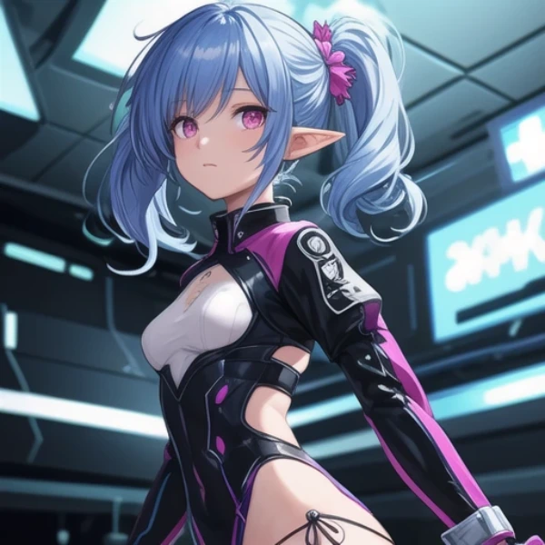 青髪エルフのサイバーミッション