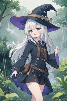 雨の日は元気な魔女と