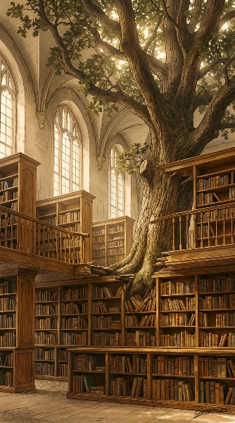 本棚の向こうは森でした／スマホ壁紙アーカイブ