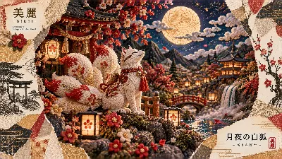 月夜に祈りを灯す白狐の願い