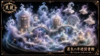 霧のヴェールに浮かぶ永遠の図書館