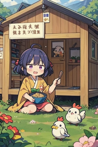 「おー。めしだぞ、めしー」