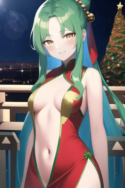 ヘソ出しチャイナドレスとクリスマスです。